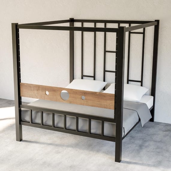 Canopy Bed: Integrated Pillory Style Headboard