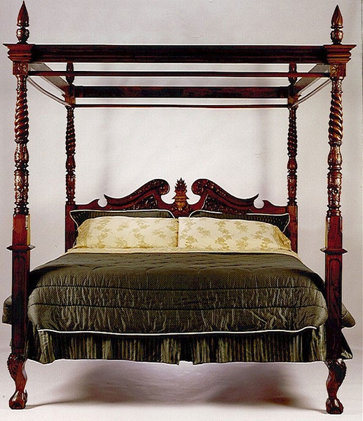 Canopy Bed Mahogany Barley Twist Posts Chippendale Style