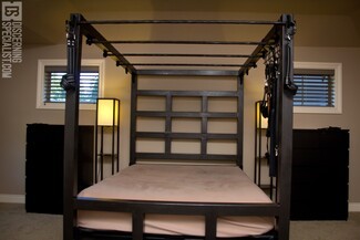 Canopy Bed: Overhead Rungs Bar Bed Design Furniture