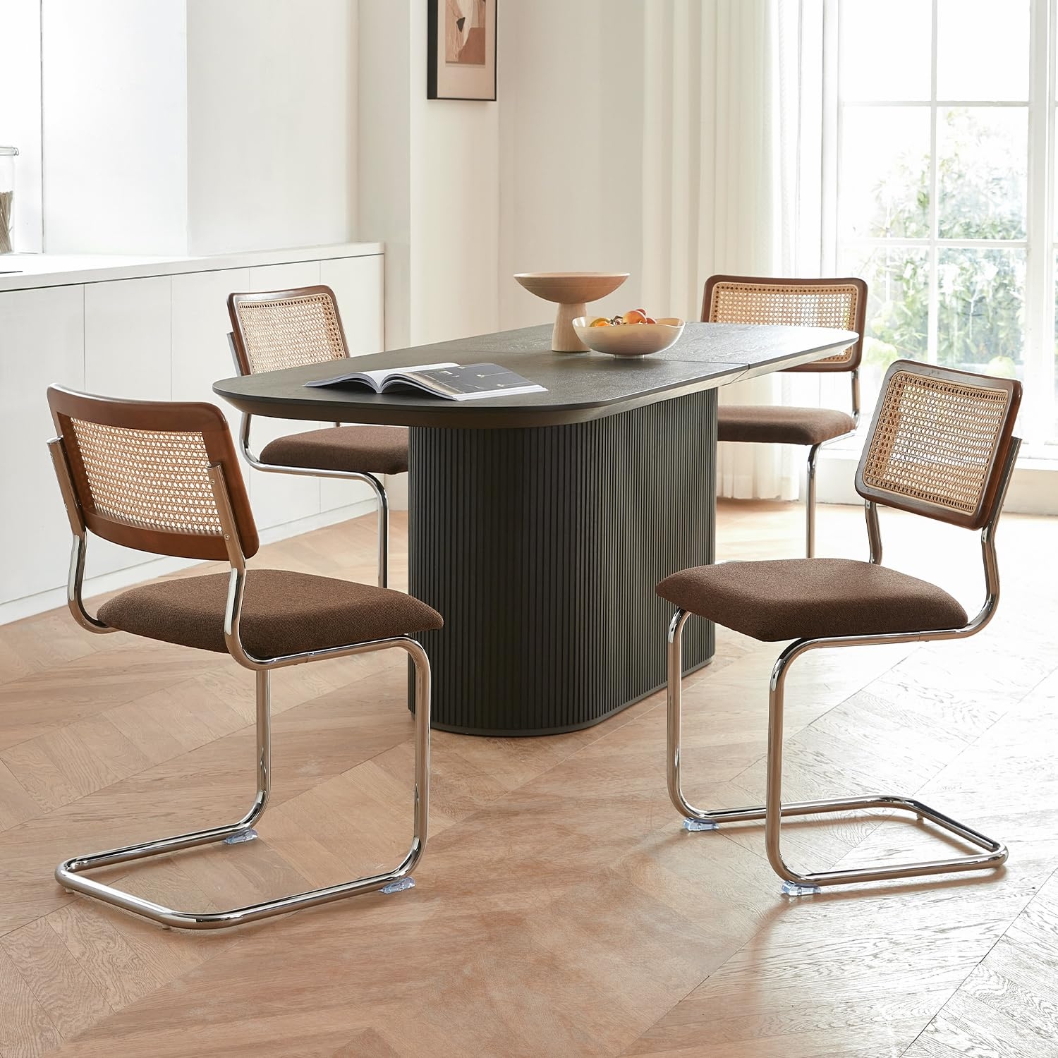 Cantilever Chair: Chrome Frame and Fluted Pedestal