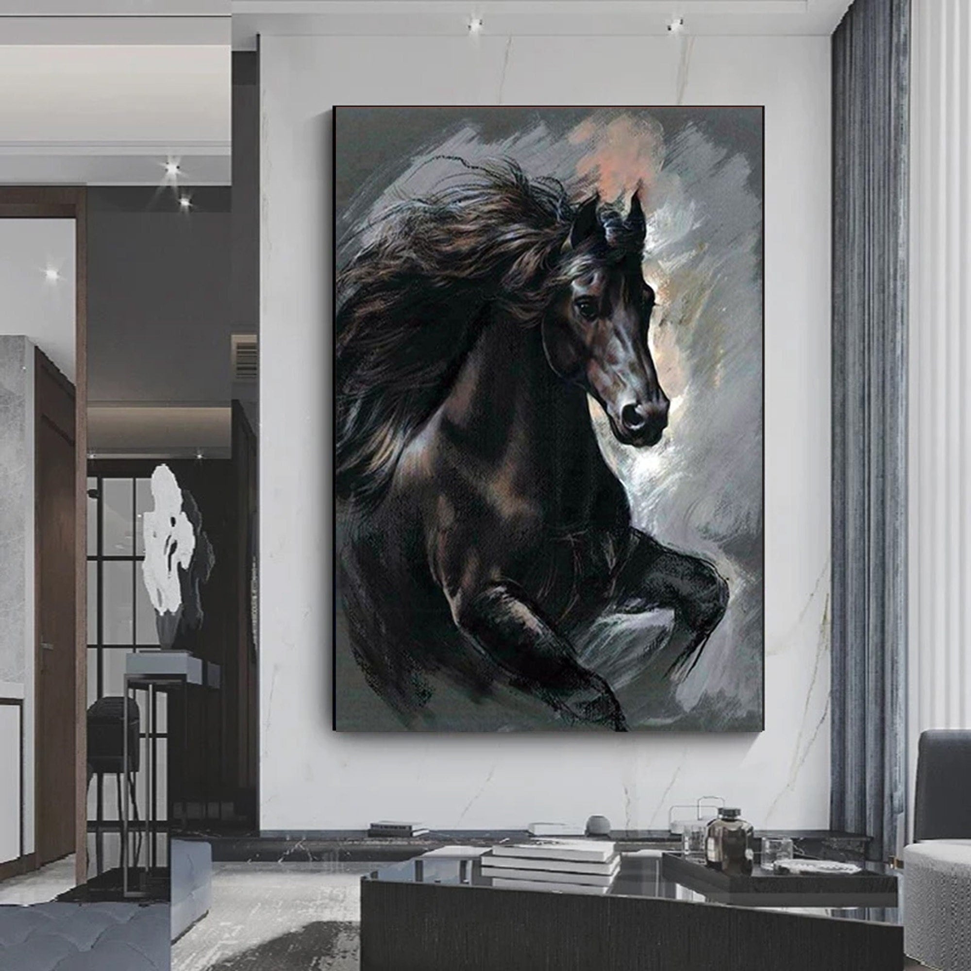 Canvas Print Large Dramatic Wild Animal Horse Wall Art