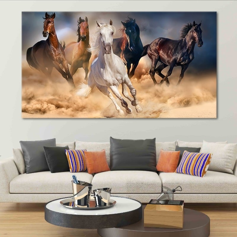 Canvas Wall Art Earthy Galloping Horses Canvas Art