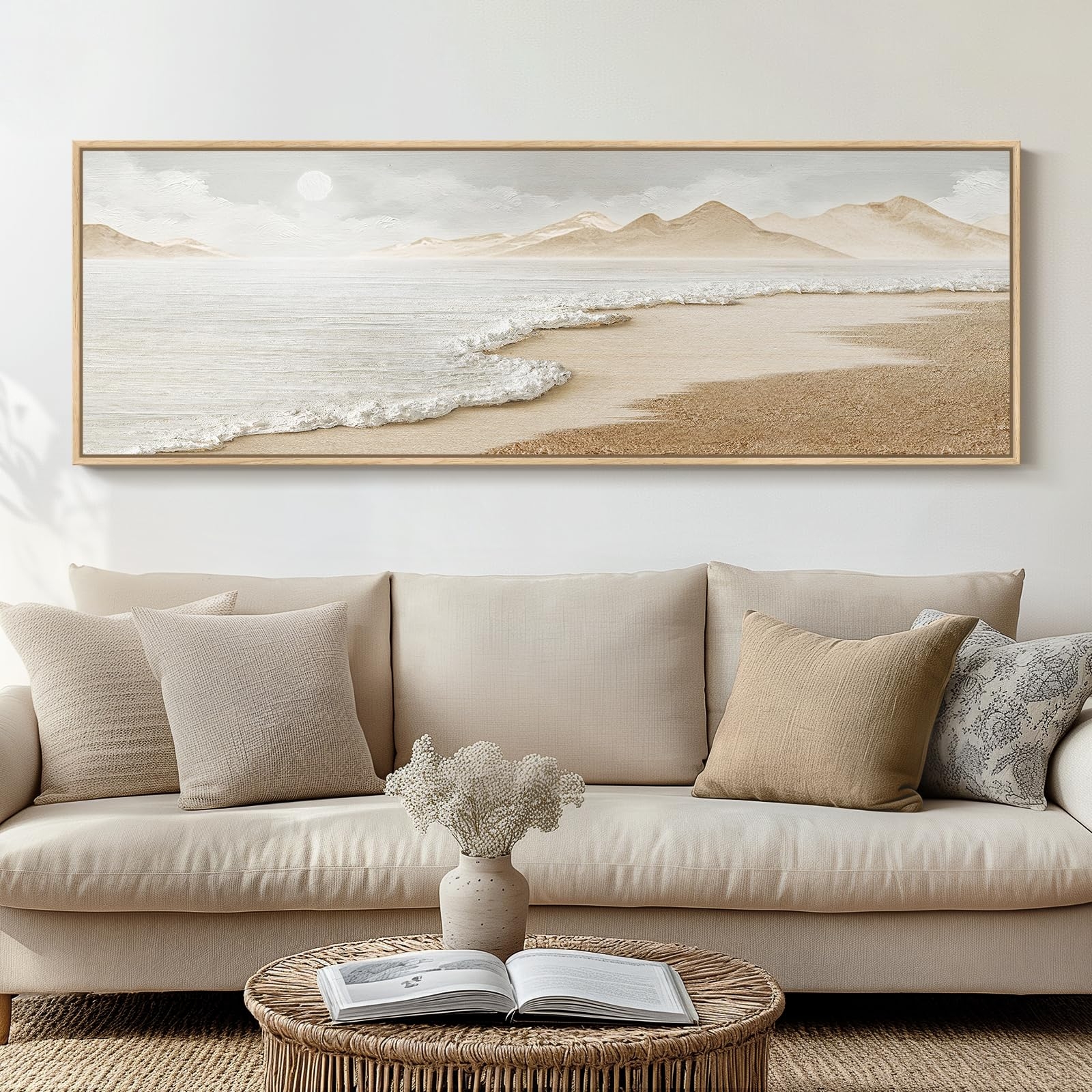 Canvas Wall Art Impasto Wave Texture Neutral Beach Canvas