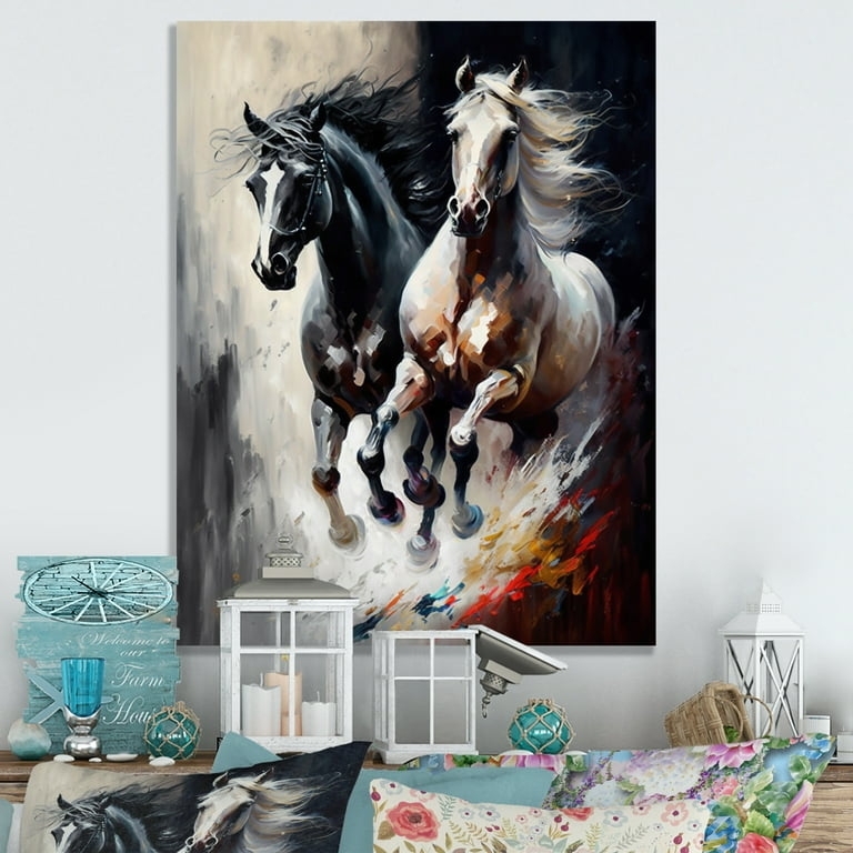 Canvas Wall Art Vertical Impressionist Modern Horse Painting