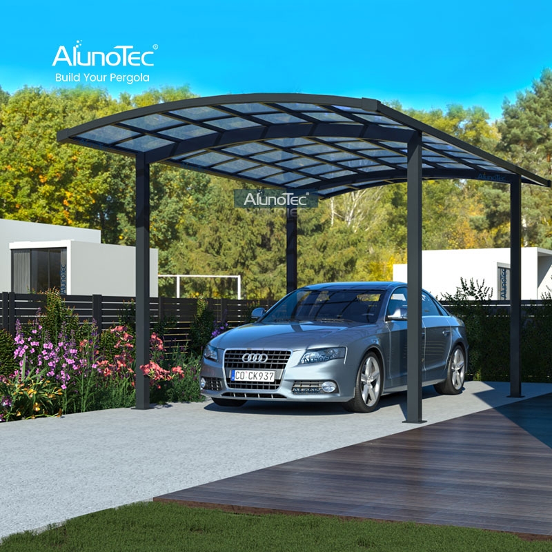 Carport Charcoal Gray Curved Cantilever Roof Design