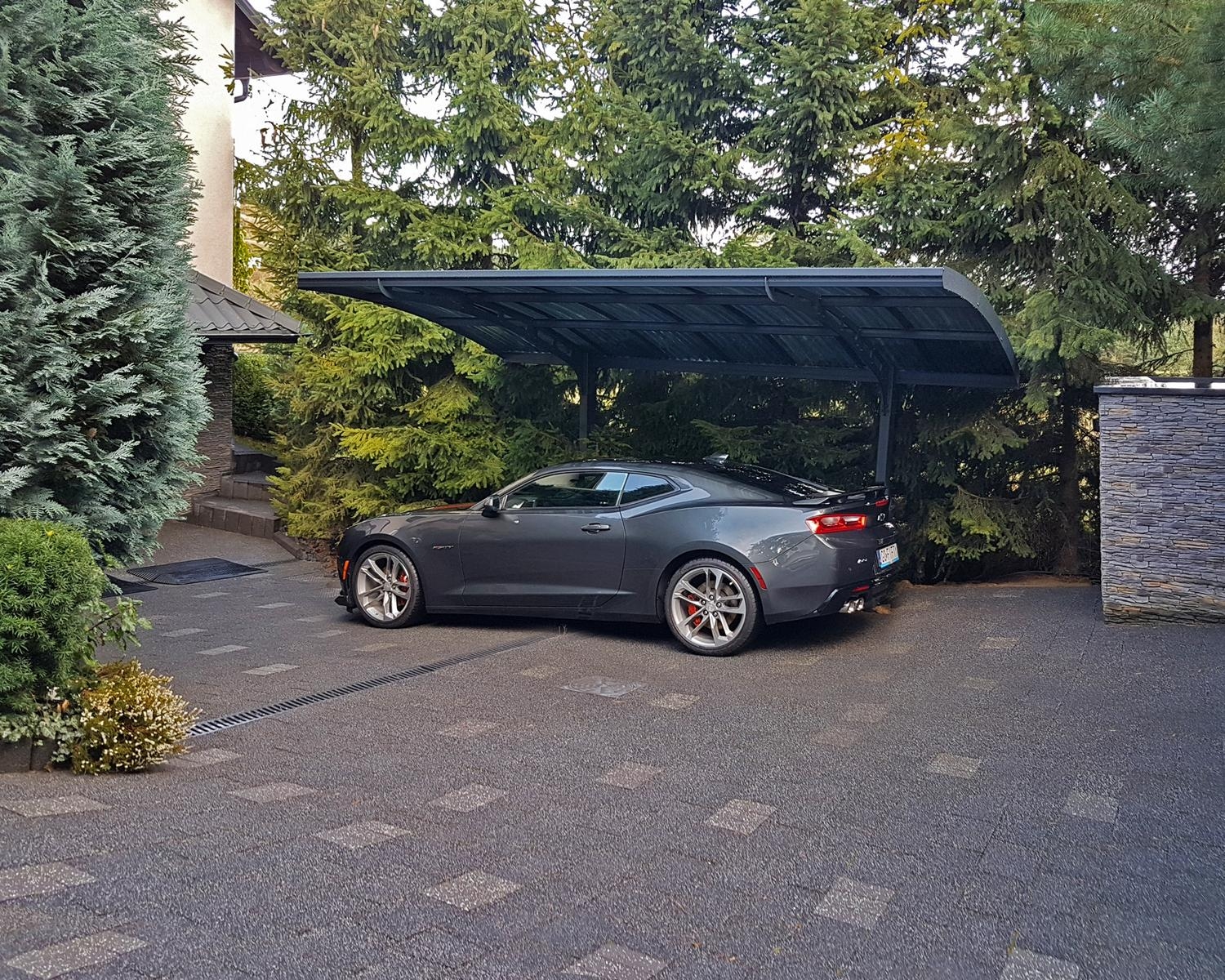 Carport Charcoal Grey Cantilevered Design Curved Roof