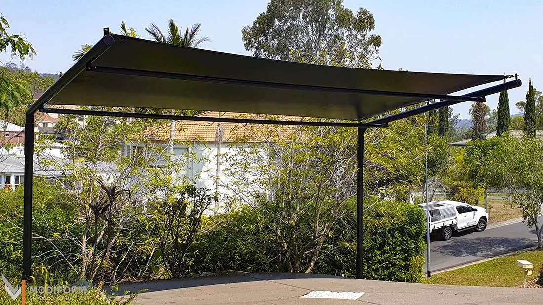 Carport Shade Sail Matte Black Minimalist Frame Canopy