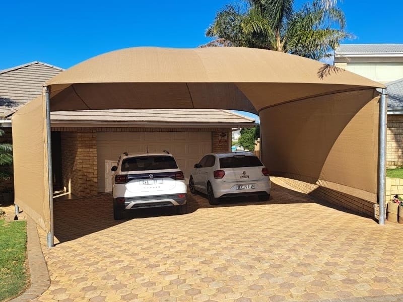 Carport Shade Warm Beige Integrated Side Blinds Awning