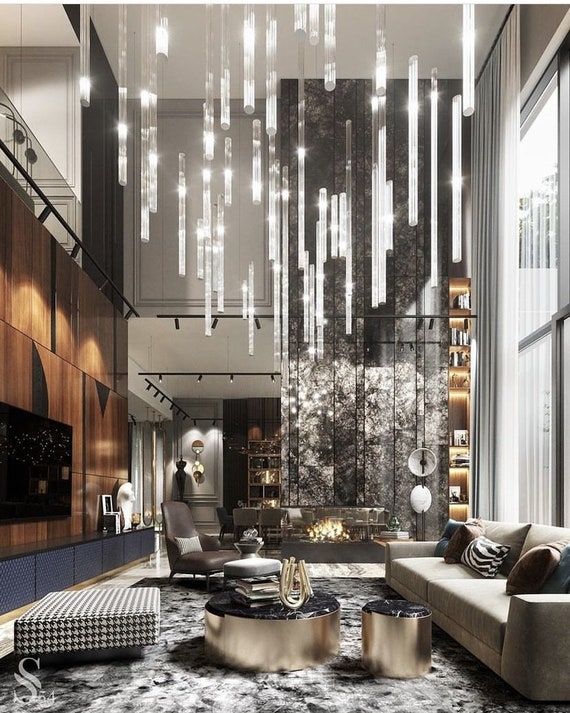 Cascading Chandelier Monumental Scale Glass Tube Lighting