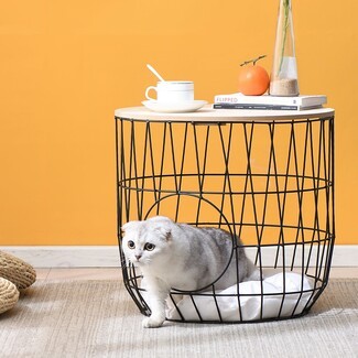 Cat House Side Table Wire Frame Industrial Kitty Condo