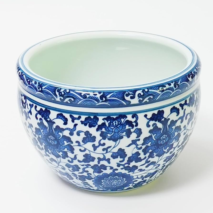 Ceramic Planter: Bulbous Silhouette & High Gloss Oriental Ceramic Bowl