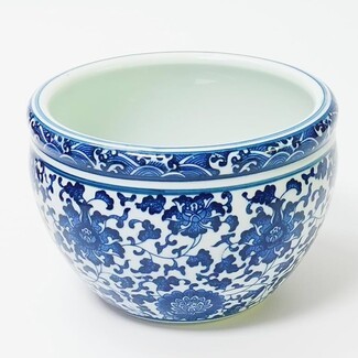 Ceramic Planter: Bulbous Silhouette & High Gloss Oriental Ceramic Bowl