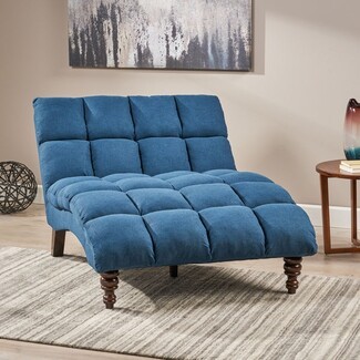 Chaise Lounge with Turned Legs Navy Blue Double Chaise Lounge