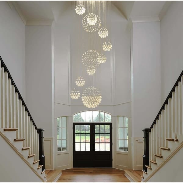 Chandelier Multi Sphere Staggered Height Polished Chrome