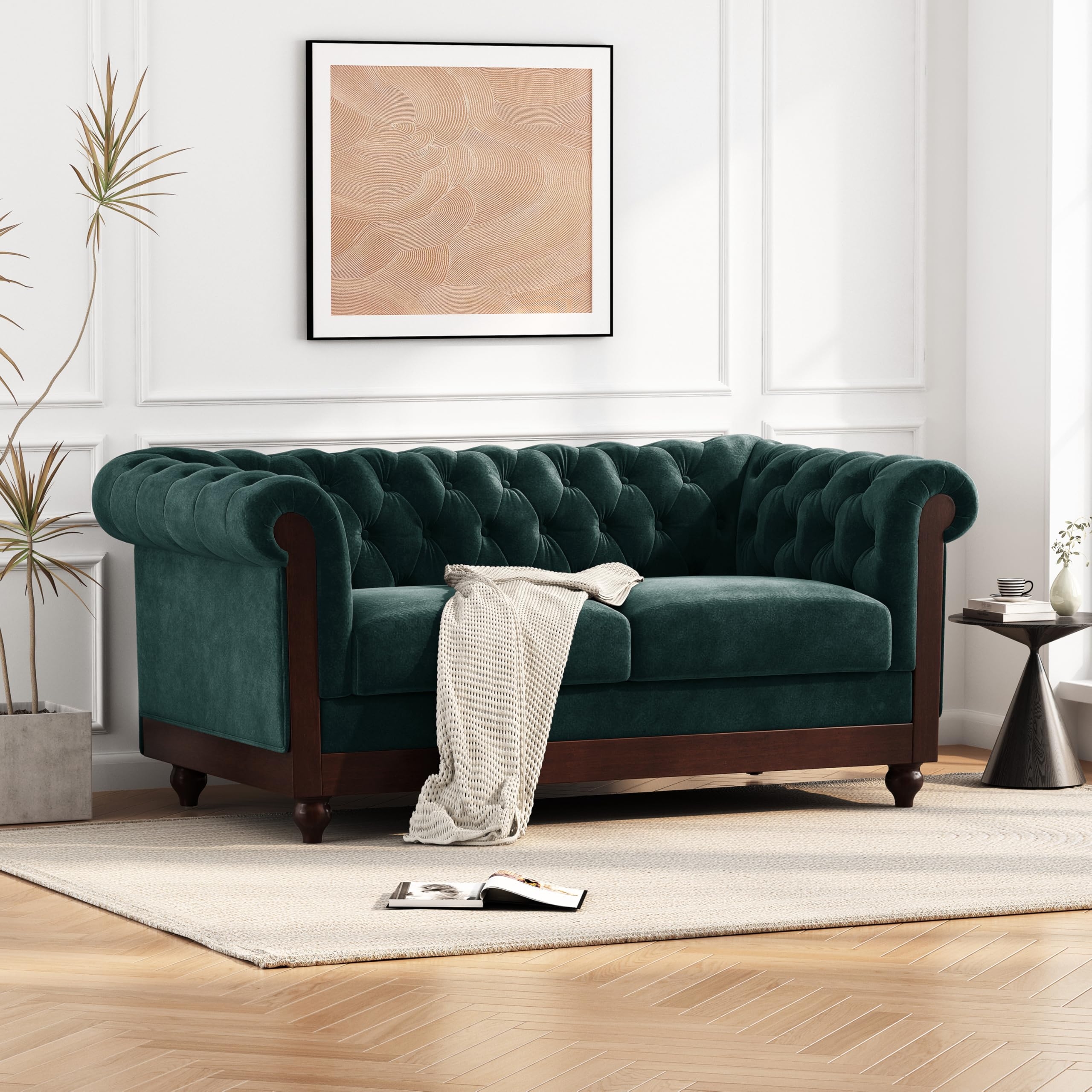 Chesterfield Sofa: Forest Velvet and Deep Tufting