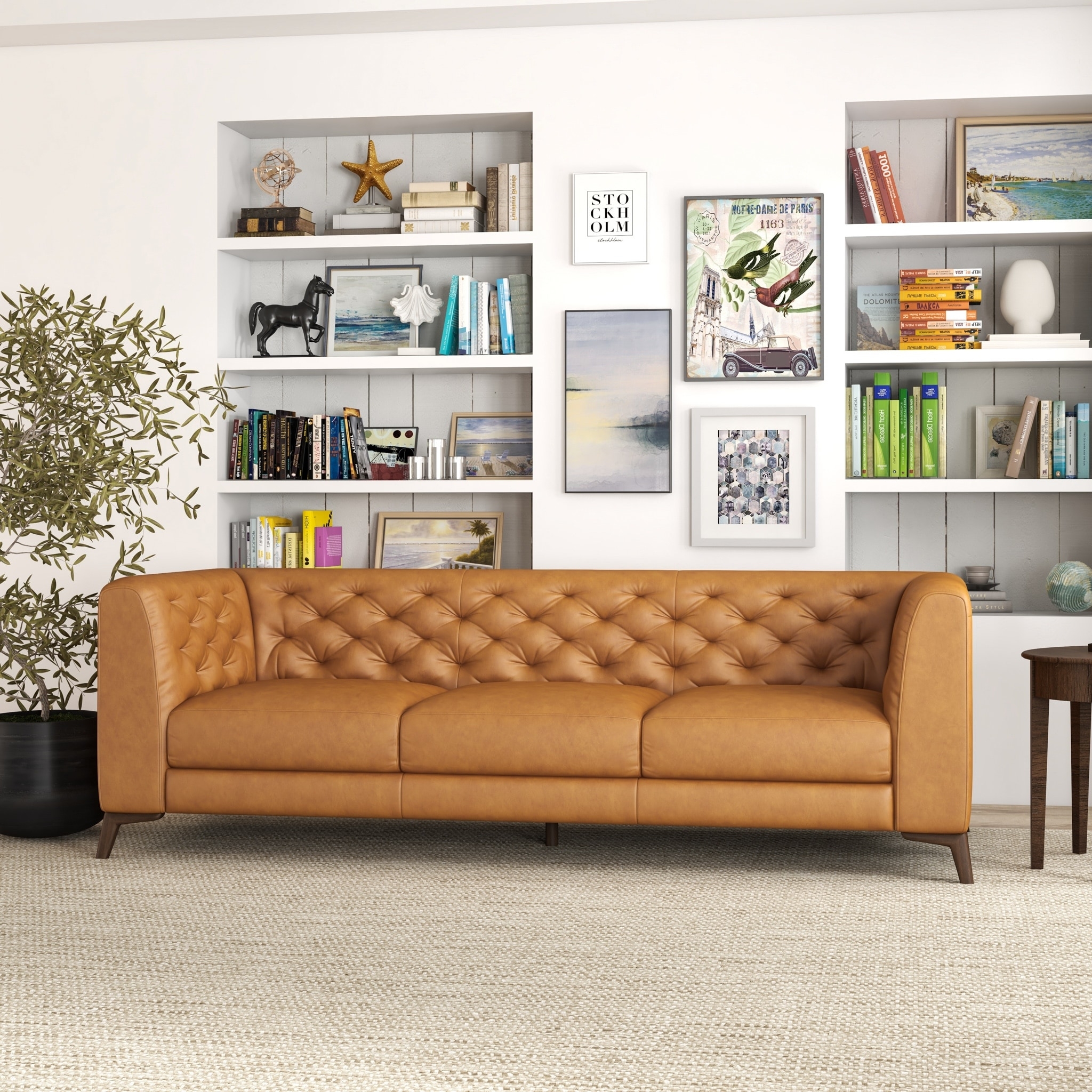 Chesterfield Sofa Low Back Diamond Tufting Espresso
