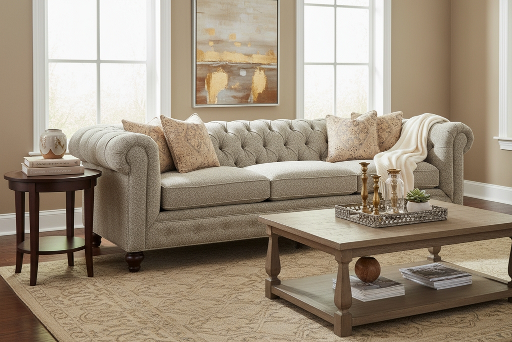 Chesterfield Sofa Oatmeal Oversized Seating Selection