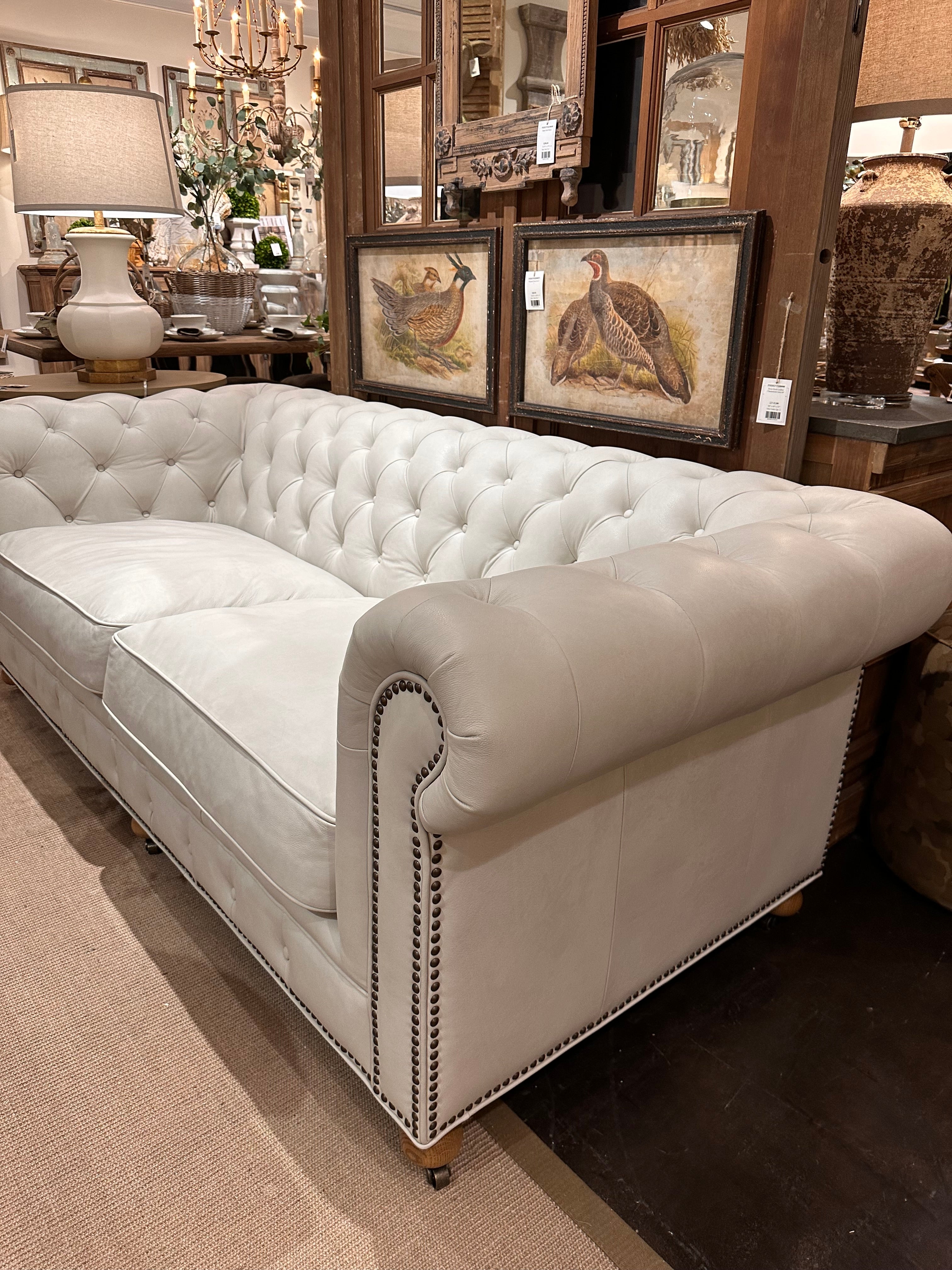 Chesterfield Sofa Off White Caster Wheels Furniture