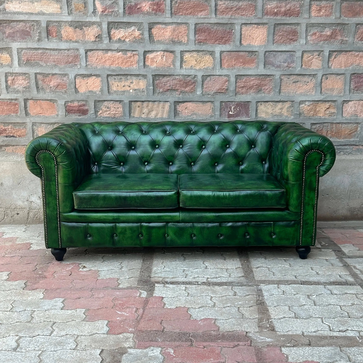Chesterfield Sofa: Polo Upholstery and Rolled Arms