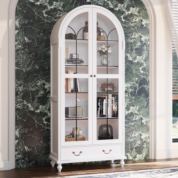 China Cabinet with Arched Silhouette and Black Mullions