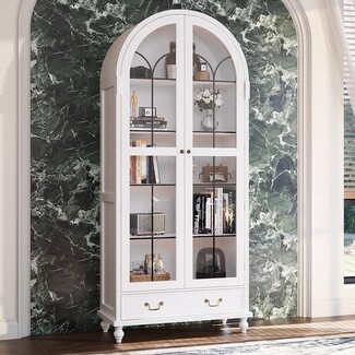 China Cabinet with Arched Silhouette and Black Mullions