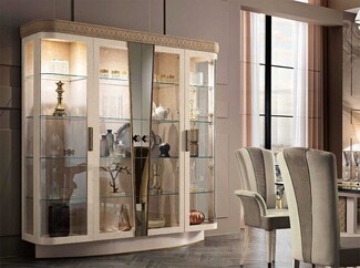 China Cabinet with Diamond Quilted Trim Luxury Hutch