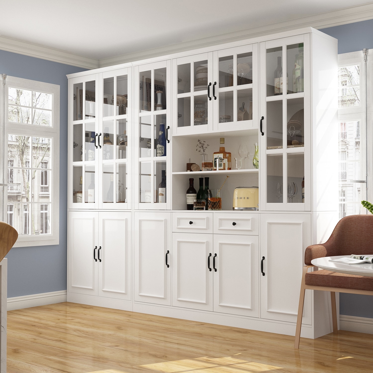 China Cabinet with Open Niche and White Wine Storage