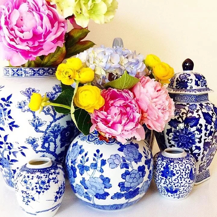 Chinoiserie Vase Collection Varied Vessel Shapes Decor