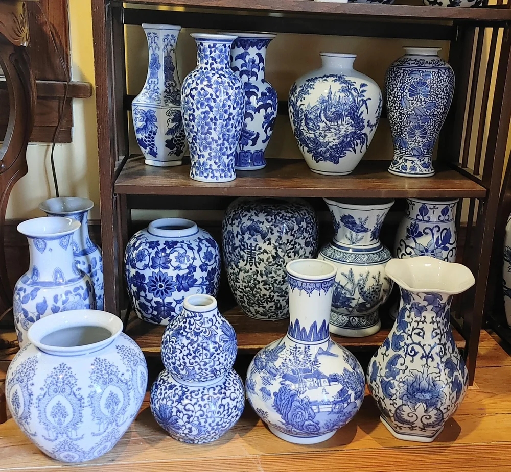 Chinoiserie Vases Double Gourd Shape Mismatched Curated Set
