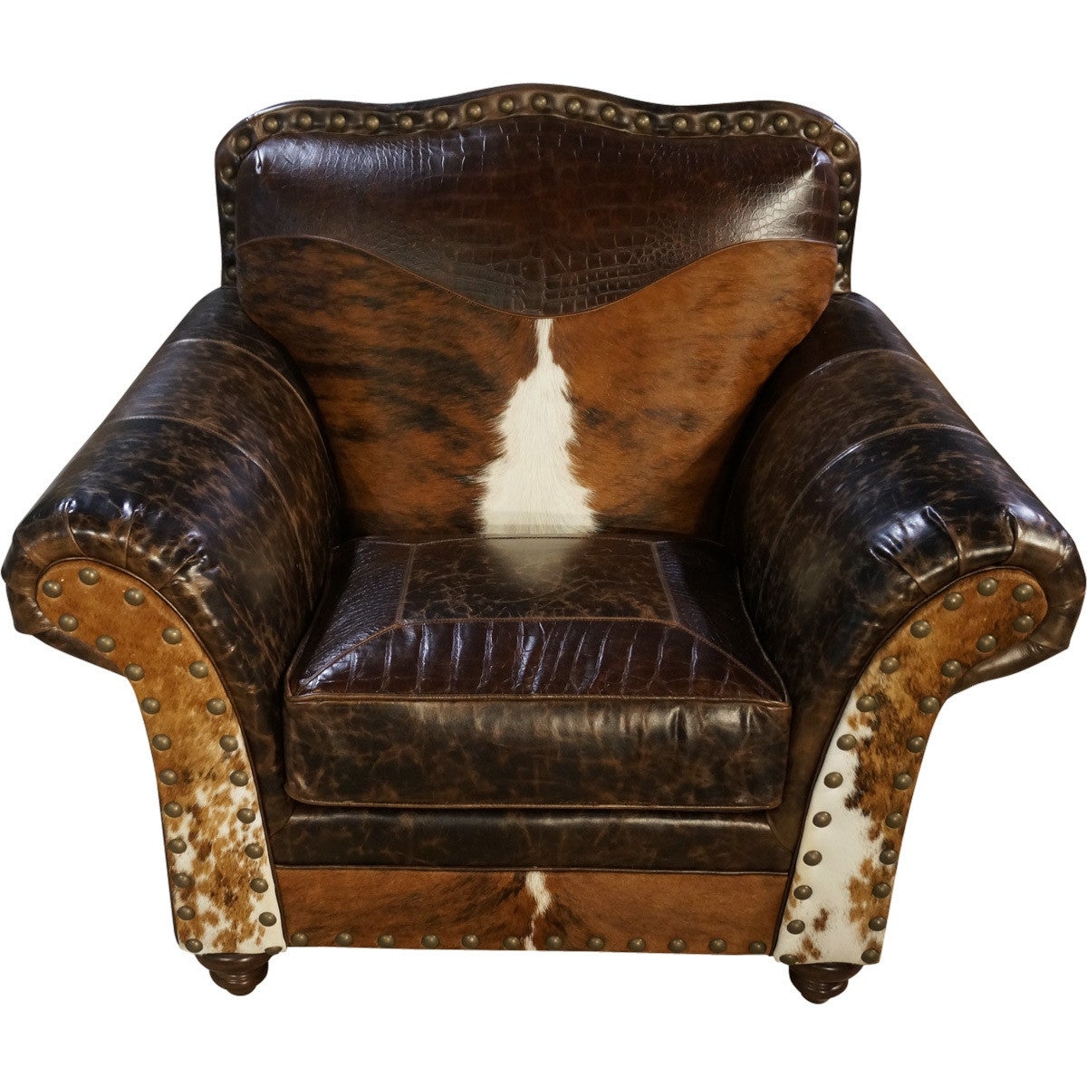 Club Chair Crocodile Embossed with Tri Color Hide