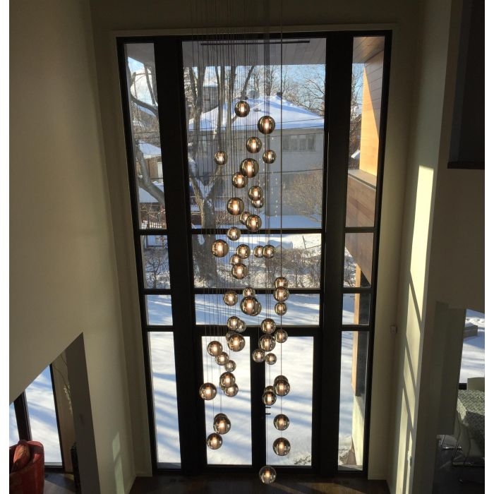 Cluster Pendant Light Staggered Heights Smoke Grey Glass