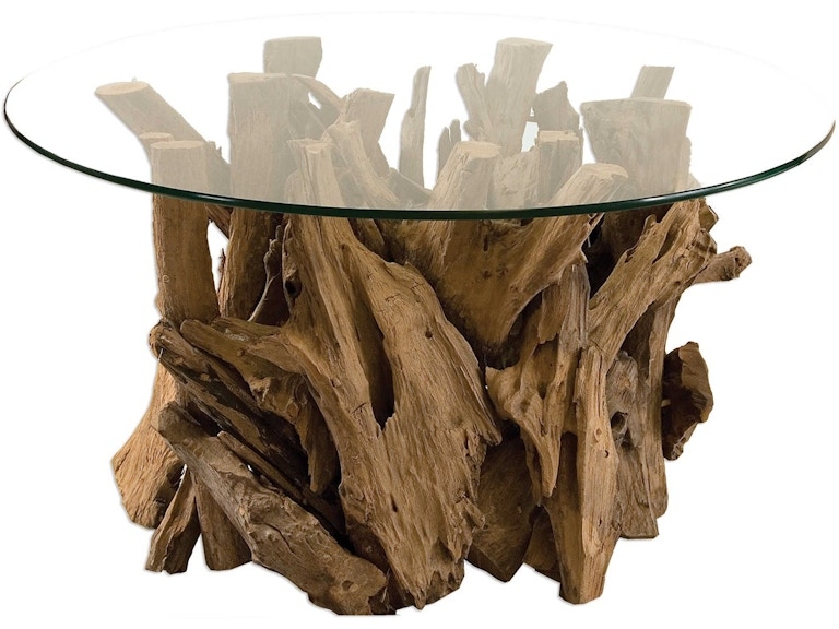 Cocktail Table with Driftwood Cluster and Textured Bark Detail