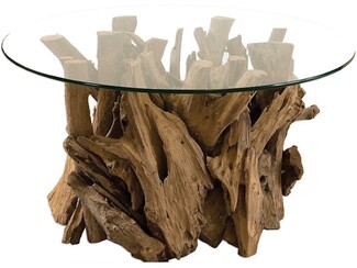 Cocktail Table with Driftwood Cluster and Textured Bark Detail