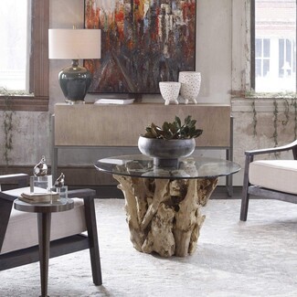 Cocktail Table with Organic Silhouette and Pedestal Branch Base