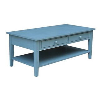 Coffee Table Antique Ocean Finish & Two Drawers