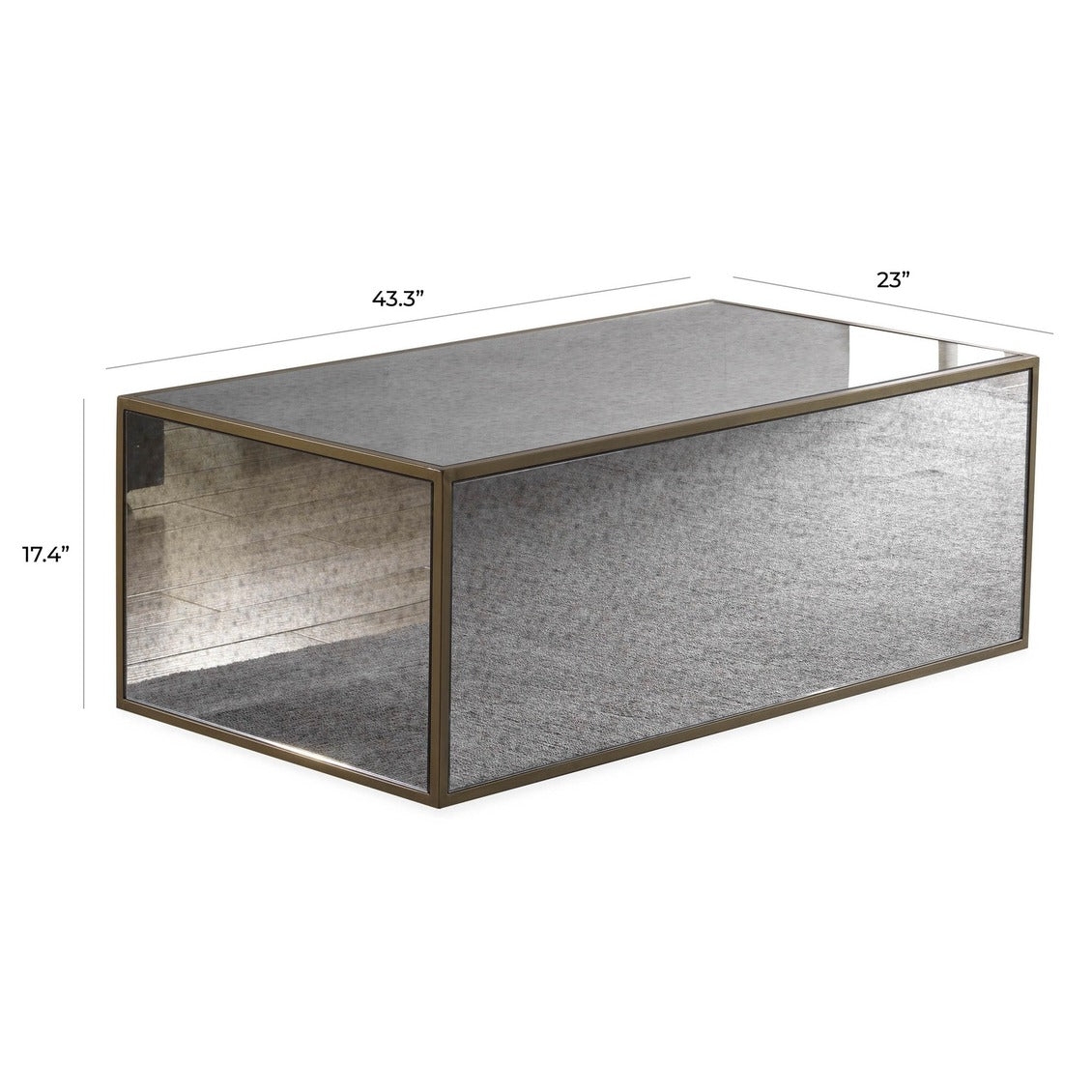 Coffee Table: Champagne Gold Antique Mirror Frame