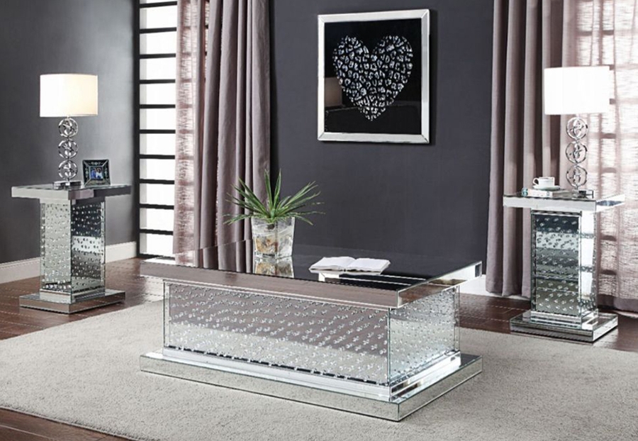Coffee Table: Crystal Encrusted Base Reflective Plinth