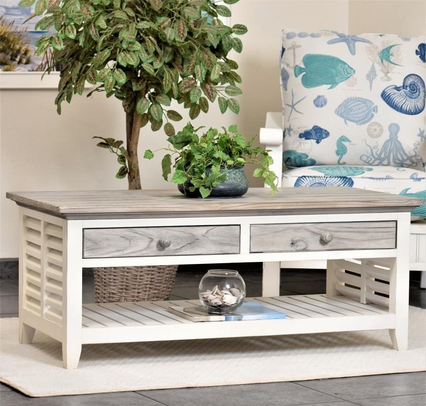 Coffee Table Louvered Side Panels with Two Tone Finish