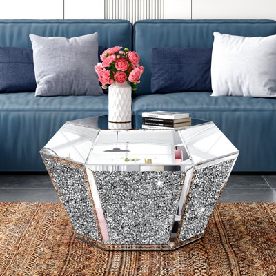Coffee Table: Octagonal Top Faceted Diamond Shaped Design