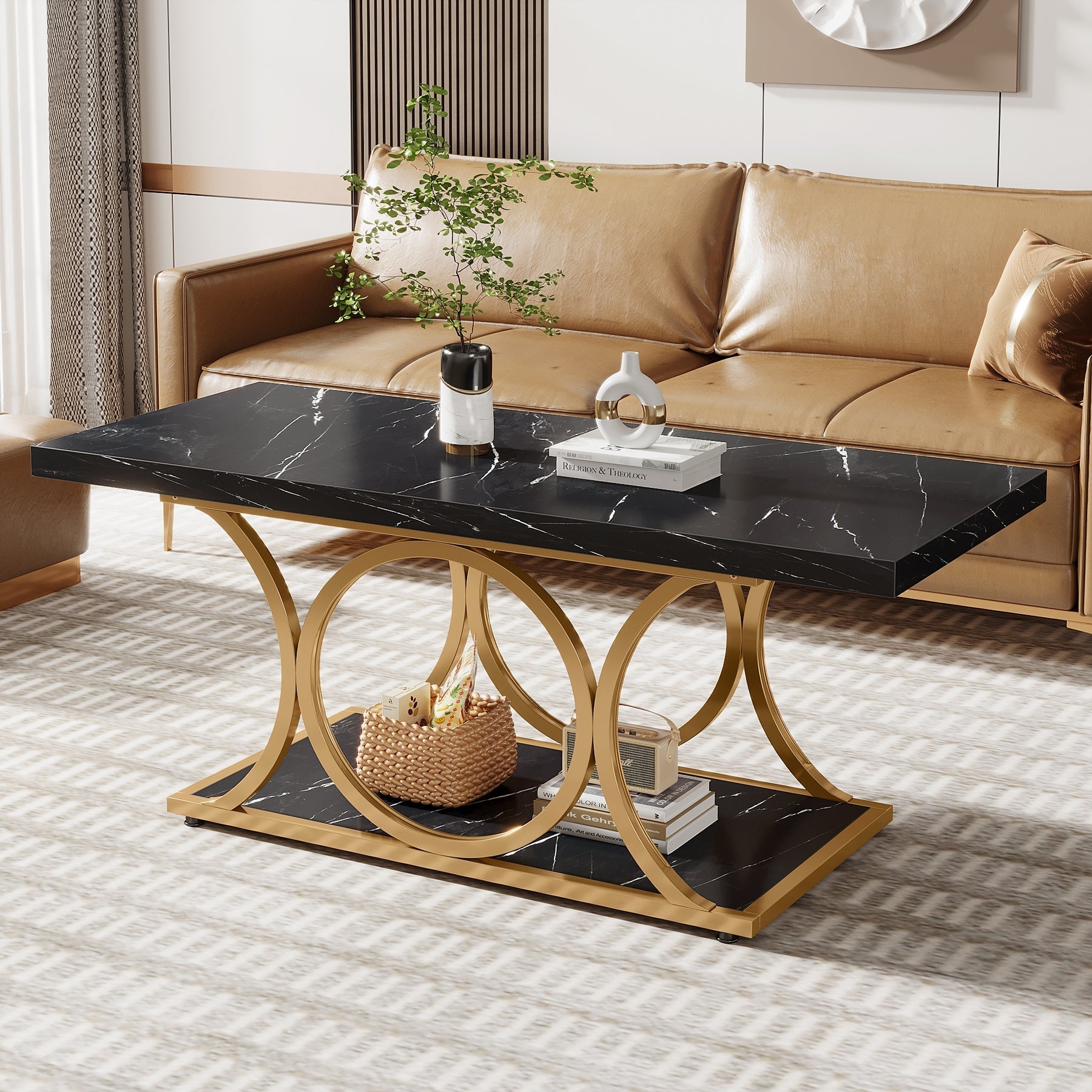 Coffee Table presenting Interlocking Circles and Gold