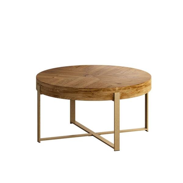 Coffee Table Radial Splicing Sunburst Top with Cross Base