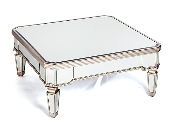 Coffee Table: Rope Molding Champagne Trim Square Mirror