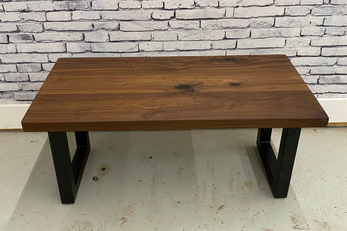 Coffee Table Solid Walnut Slab with Heavy U-Shaped Legs