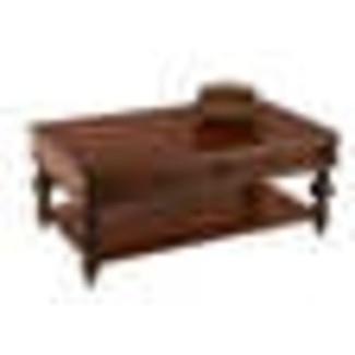 Coffee Table Traditional Dark Wood Rectangular Two-Tier Table
