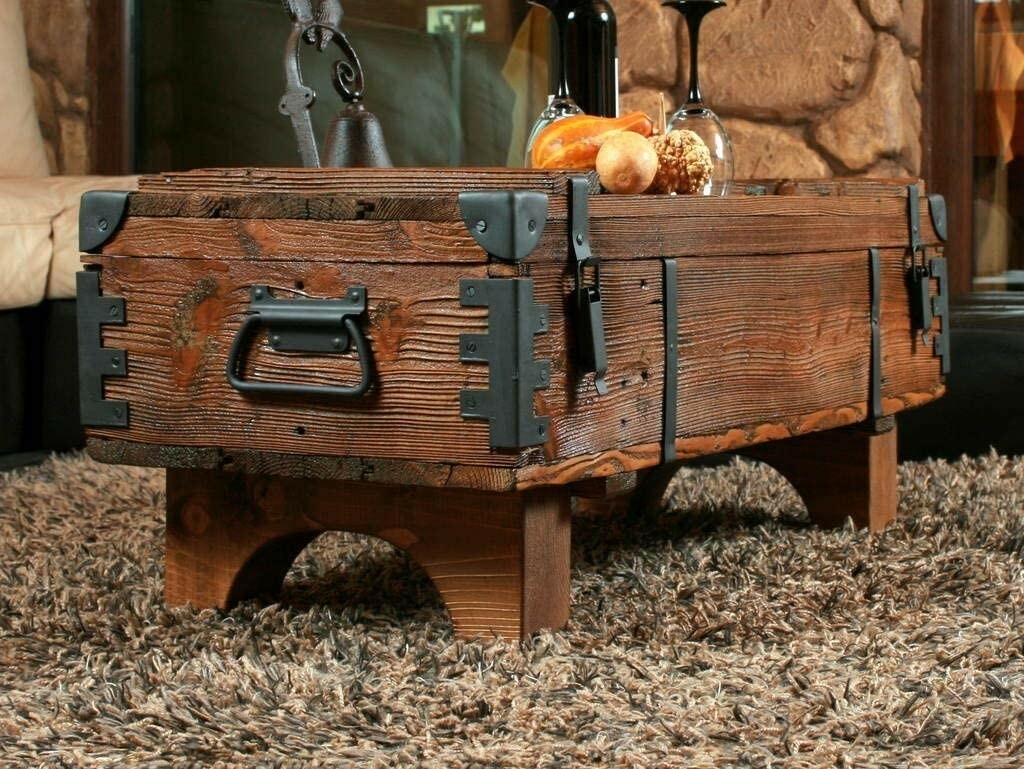Coffee Table with Arched Legs Industrial Trunk Storage