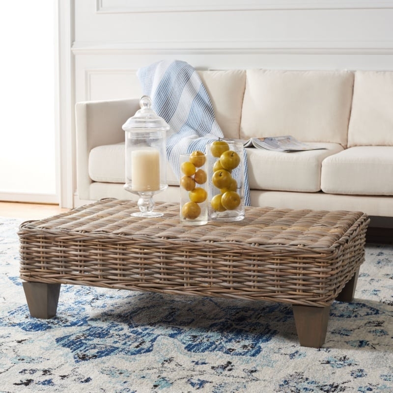 Coffee Table with Chunky Weave and Weathered Leg Detail