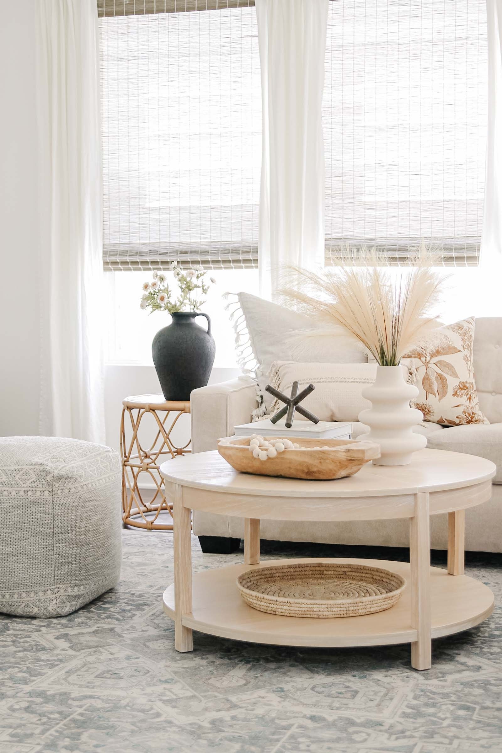 Coffee Table with Double Shelf and Round Silhouette