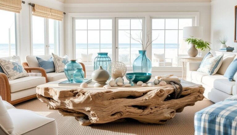 Coffee Table with Sculptural Wood Base and Organic Edges