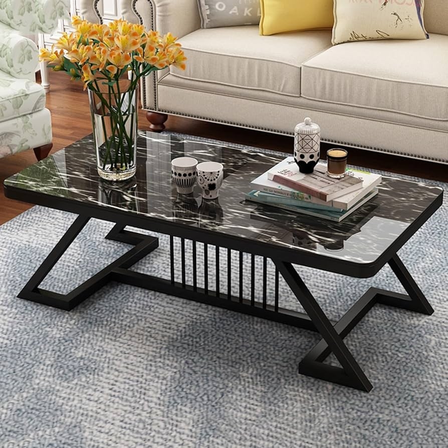 Marble And Black Coffee Table