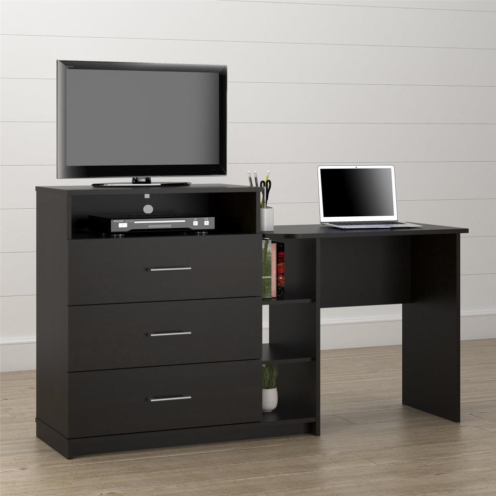 Combo Dresser Desk Media Cubby Small Space Bedroom Furniture